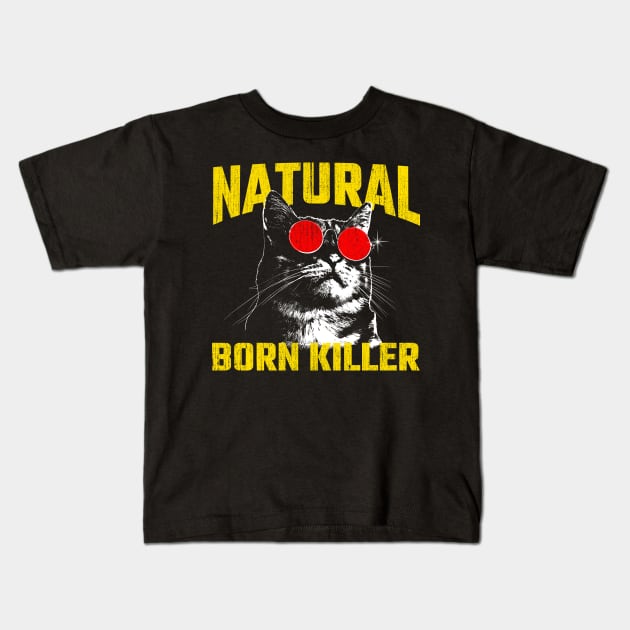 Natural Born Killer Cat Kids T-Shirt by Van Roco